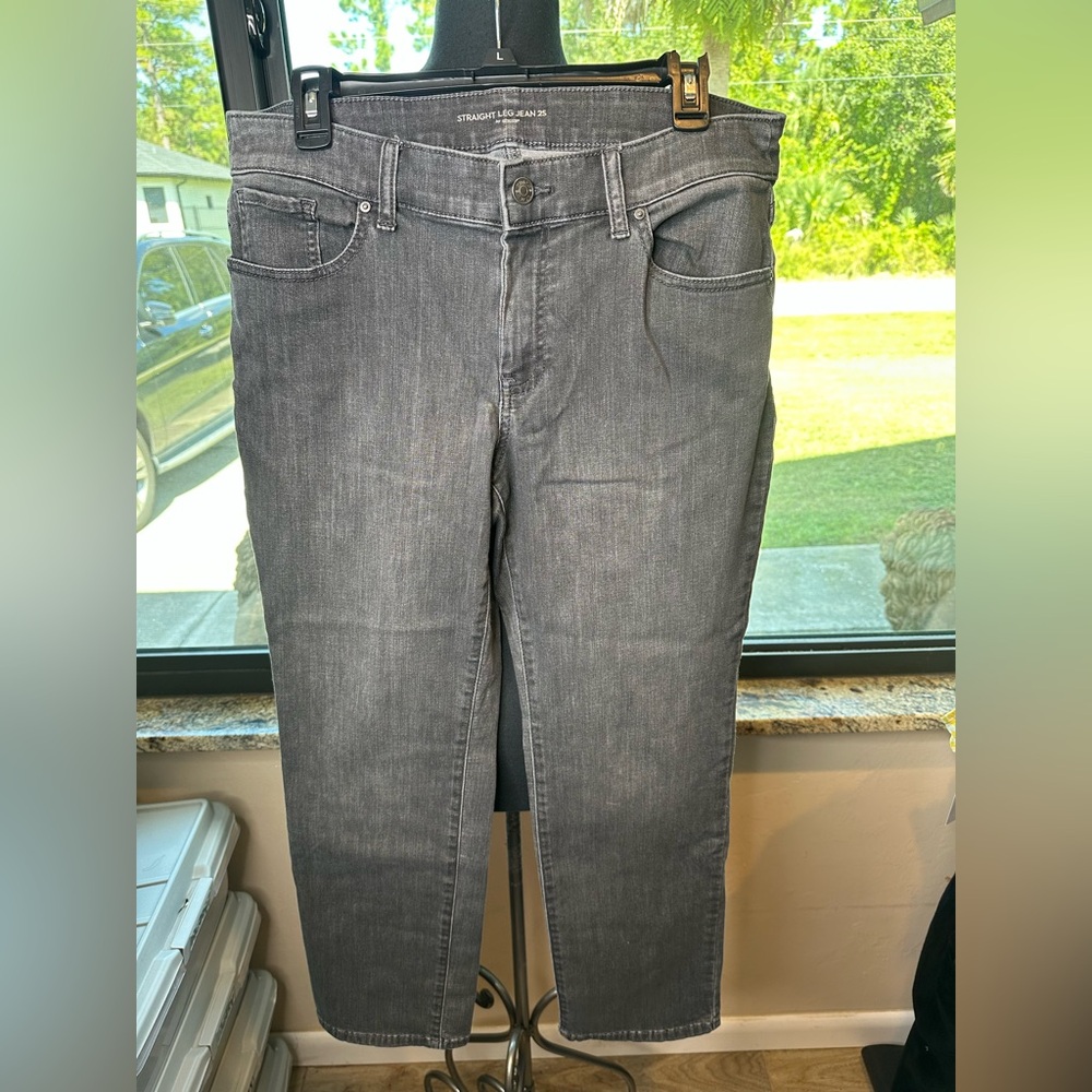 Chico's Black Charcoal Straight Leg Jeans Size 2/US12